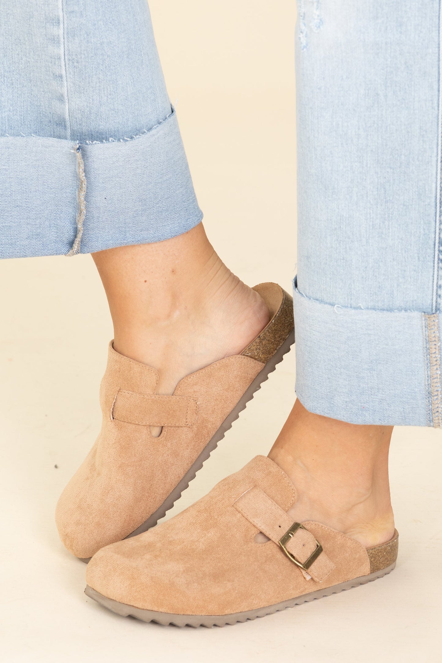 Corkys Camel Faux Suede Slip On Clog