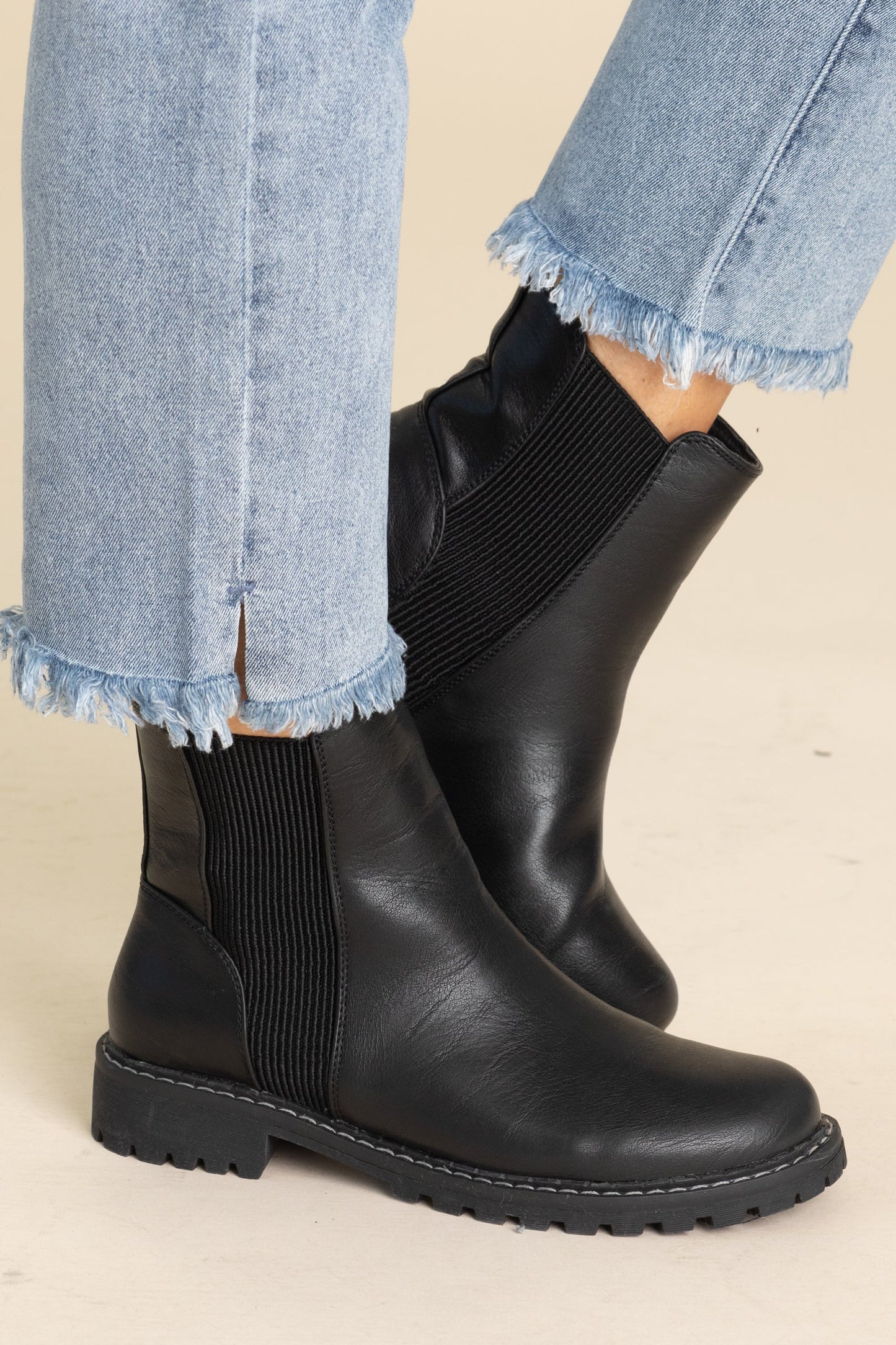 Corkys Black Elastic Faux Leather Bootie