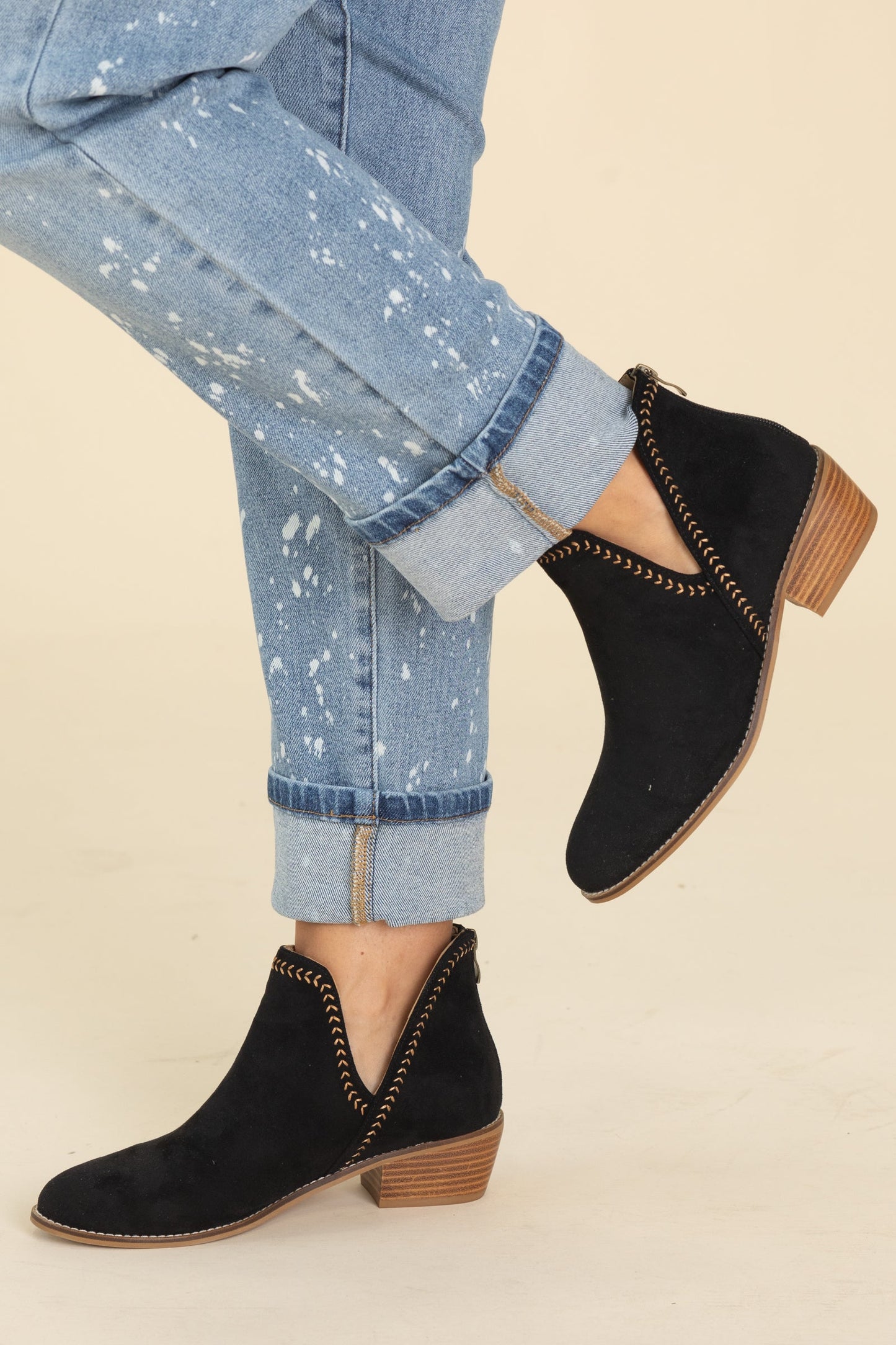 Corkys Black Faux Suede Ankle Cut Bootie