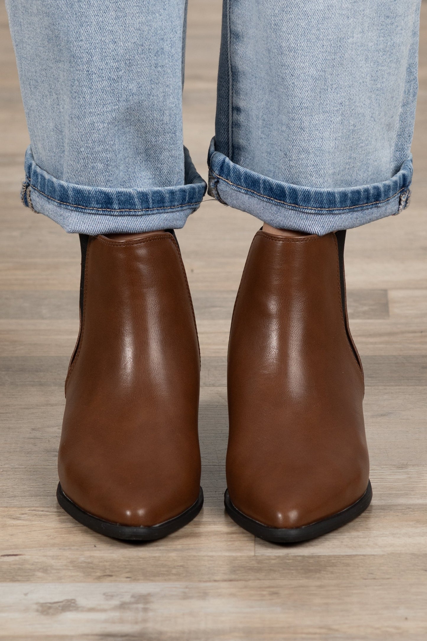 Faux Leather Pointed Toe Booties