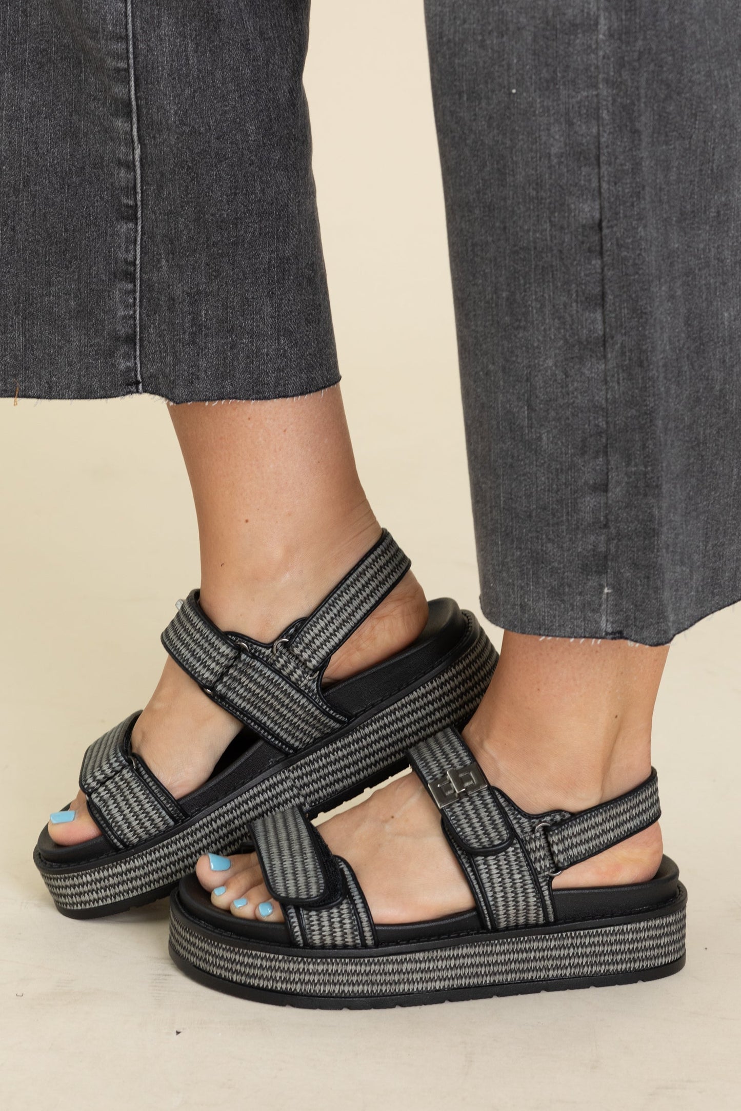 Corkys Black Platform Espadrille Sandals