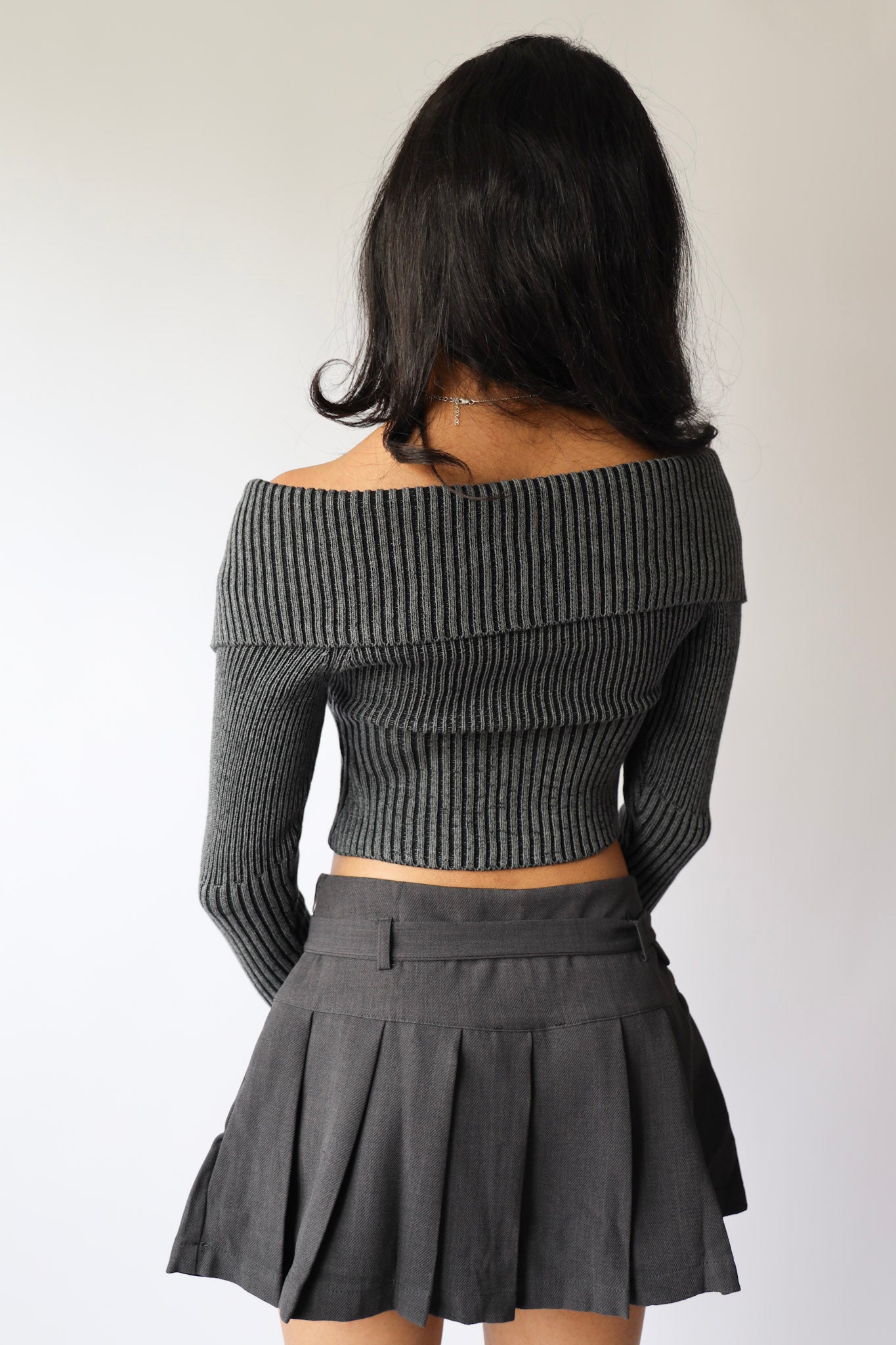 Belted Pleated Mini Skirt