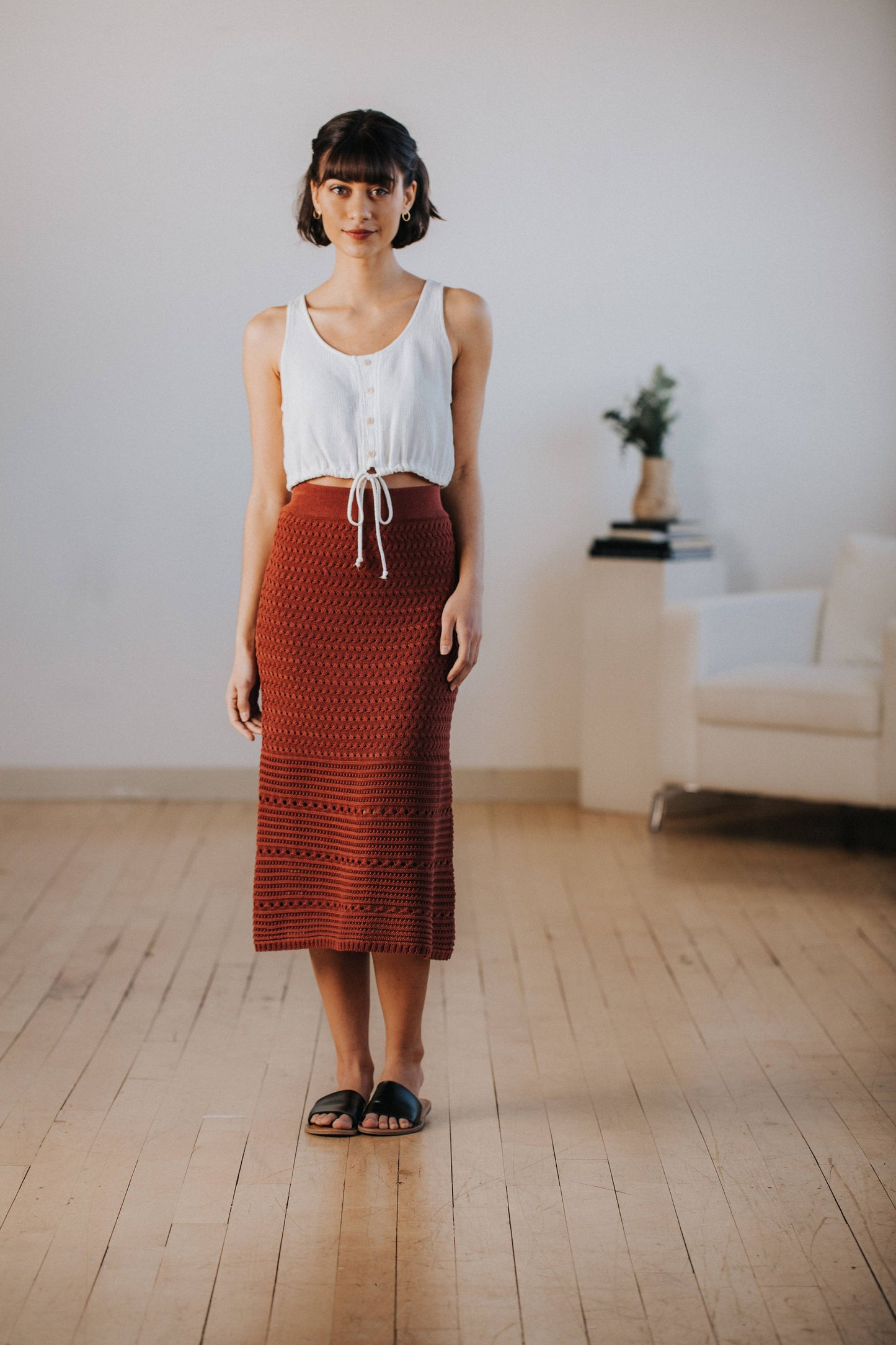 Camille Crochet Skirt in Brick