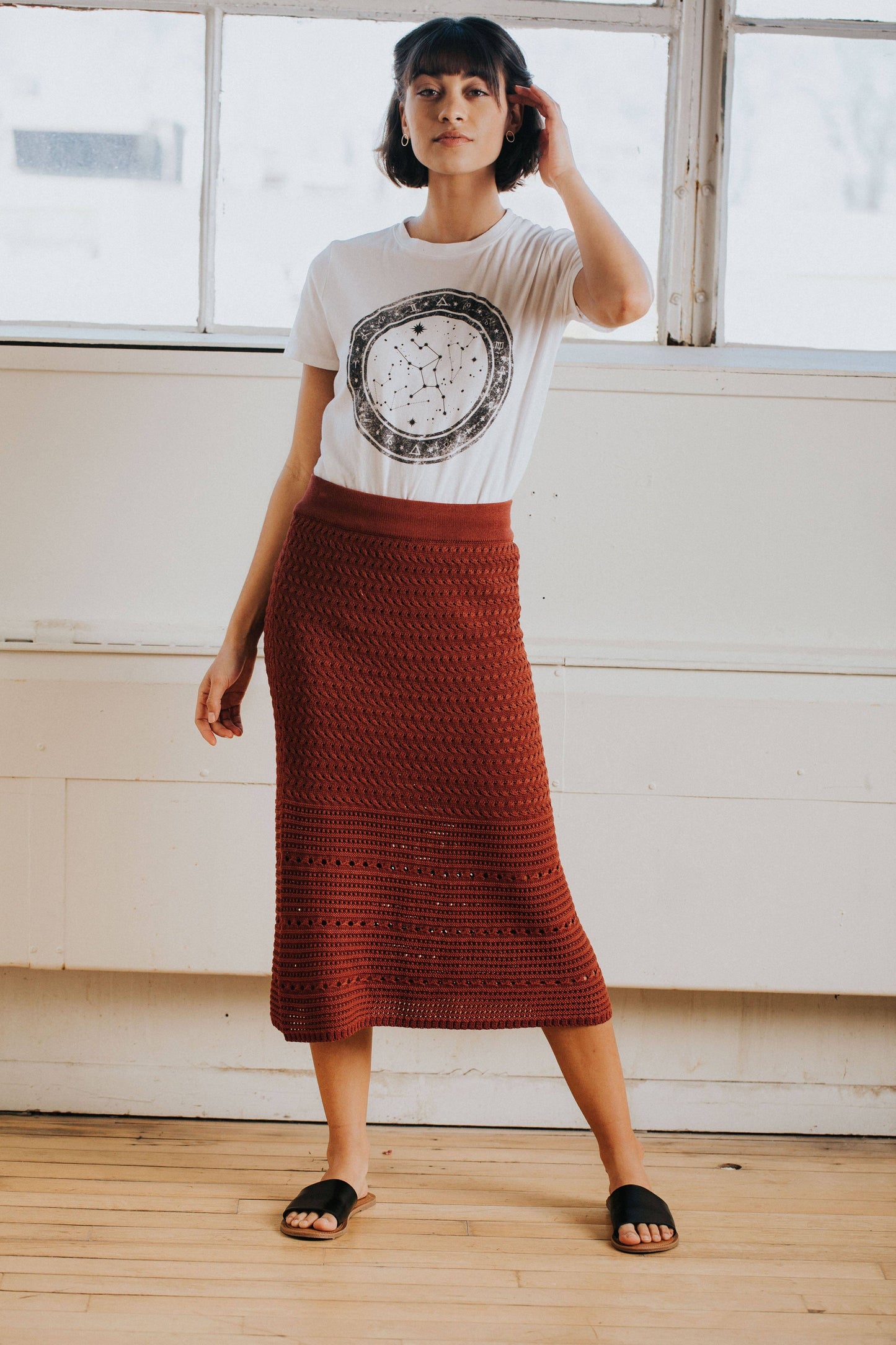Camille Crochet Skirt in Brick