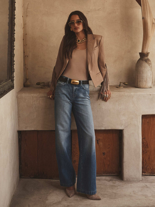 Vashti Fringed Leather Blazer