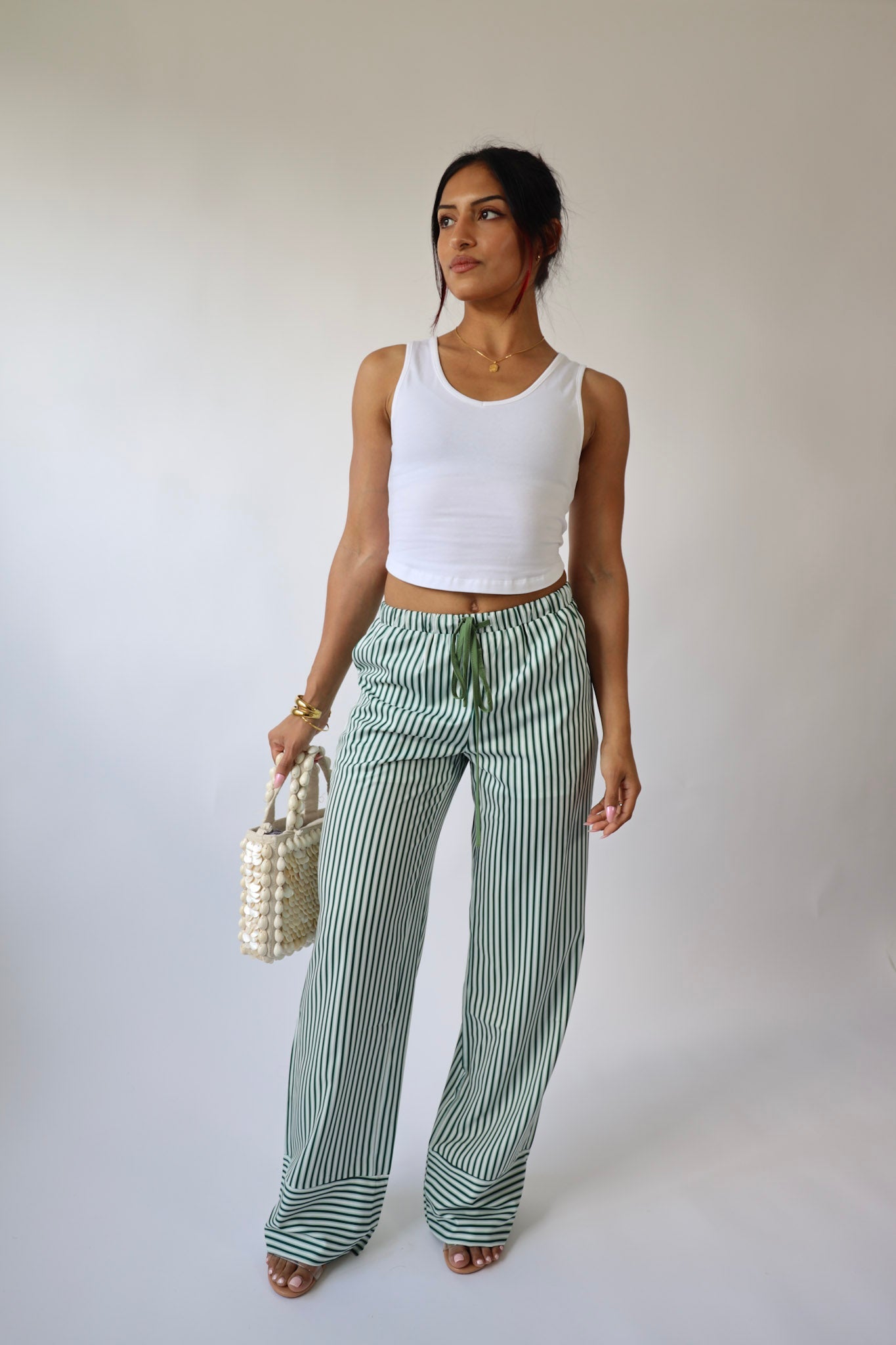 Amalfi Green Striped Pants
