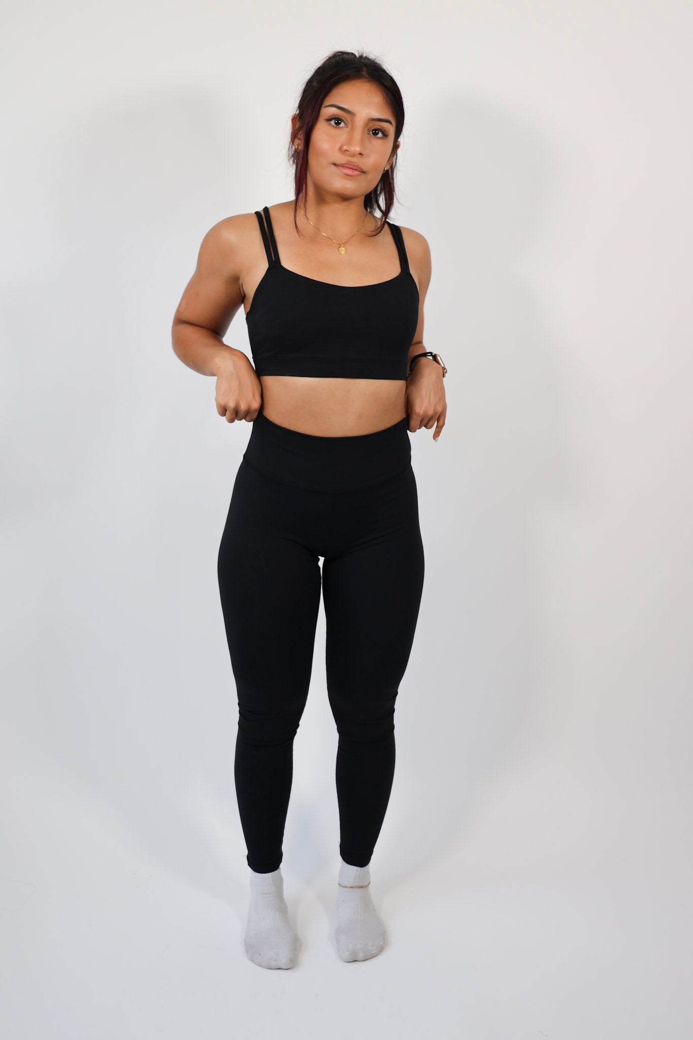 Nylon-Blend Essential Solid Leggings