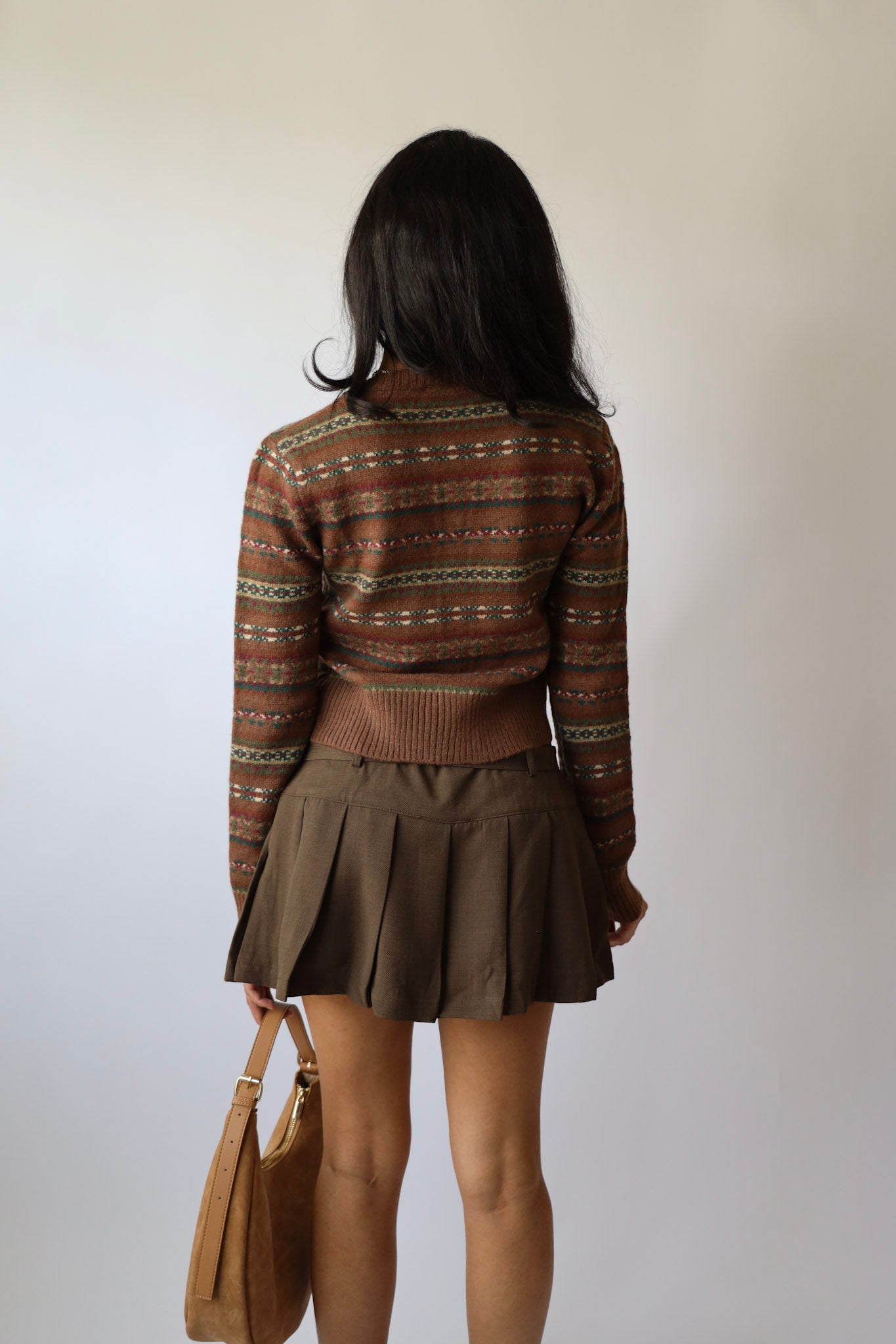 Belted Pleated Mini Skirt