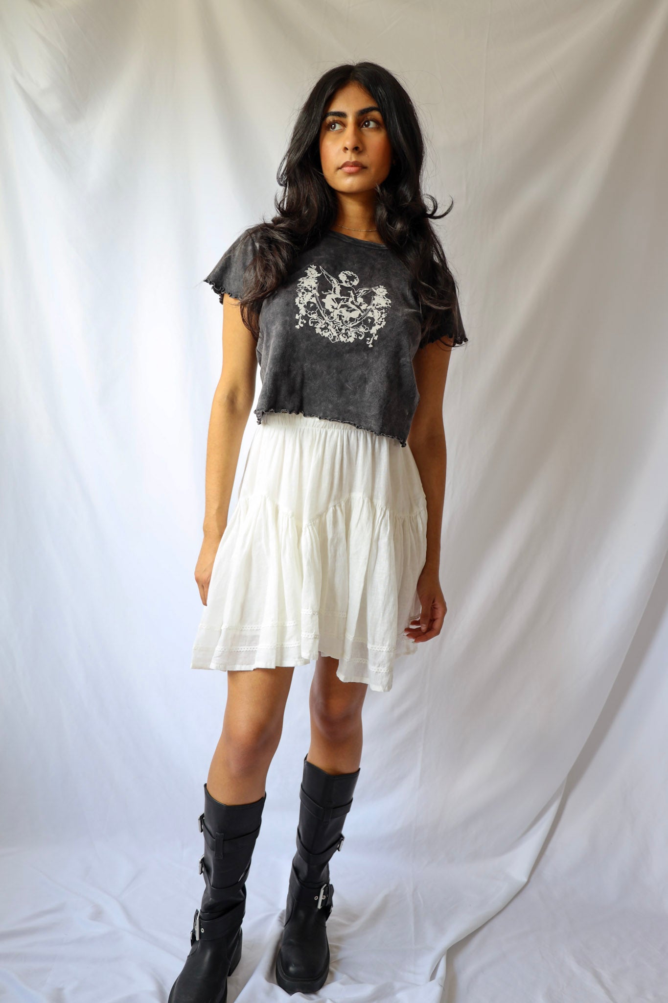 Lace Trimmed Mini Skirt