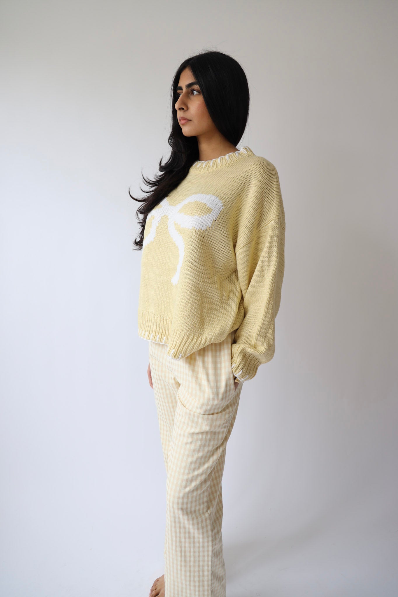 Cream Gingham Lounge Pants