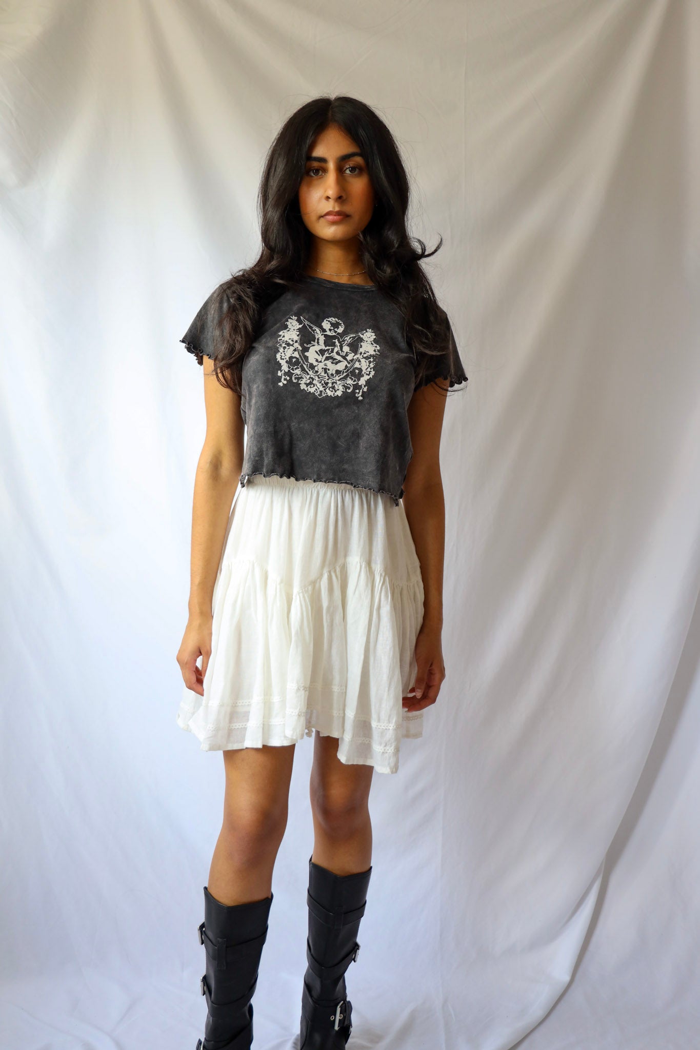Lace Trimmed Mini Skirt