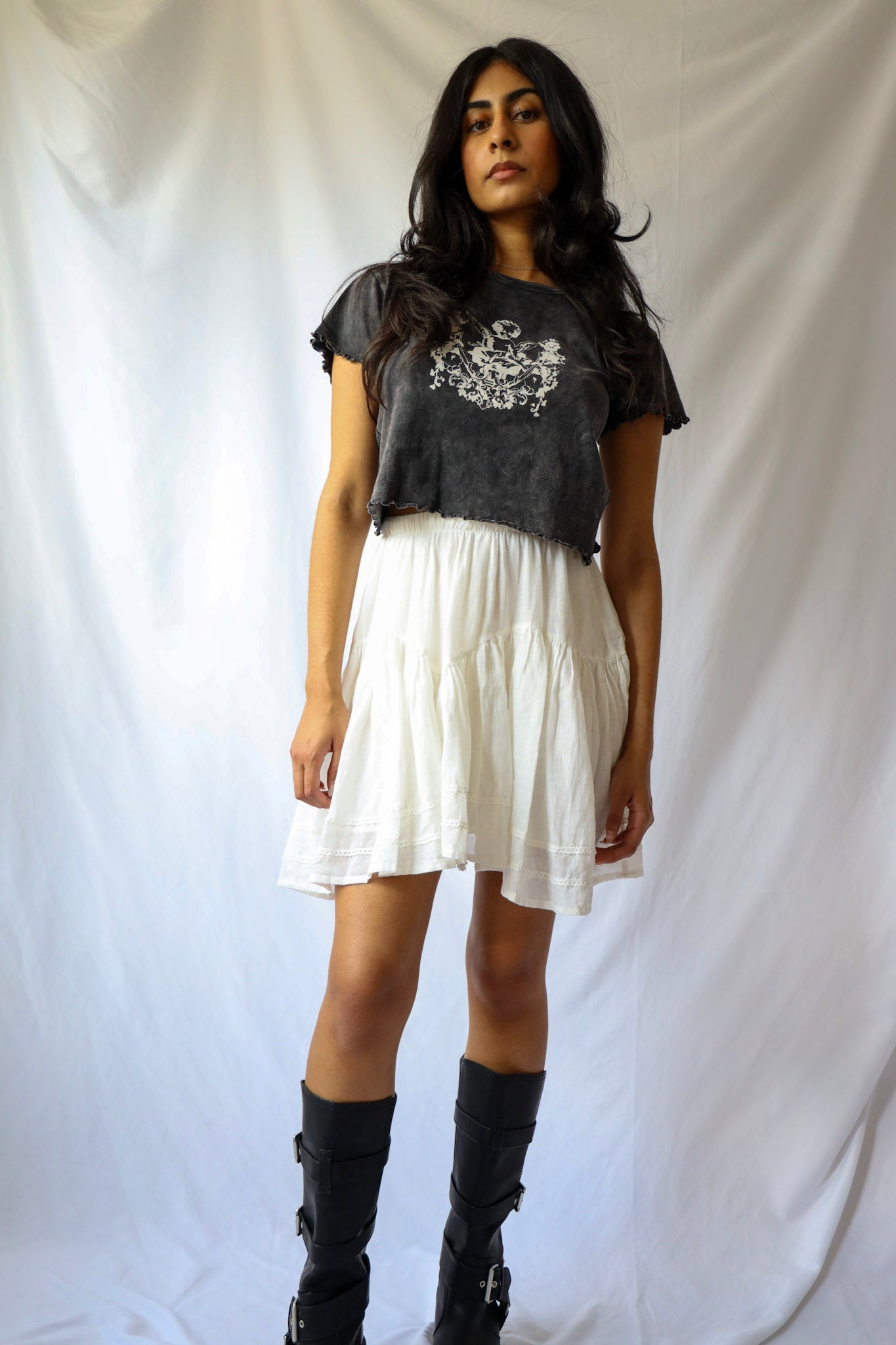 Lace Trimmed Mini Skirt