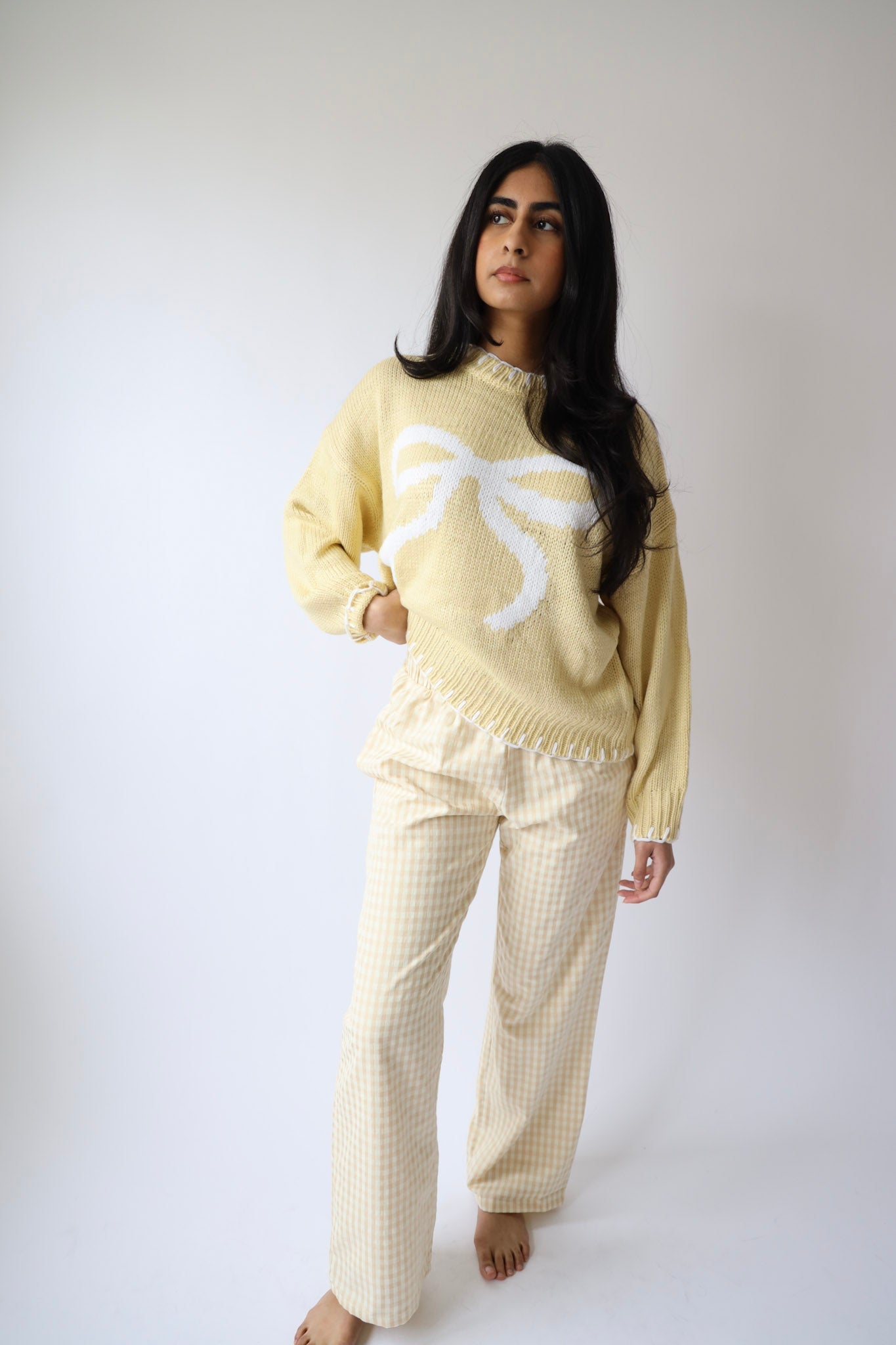 Cream Gingham Lounge Pants