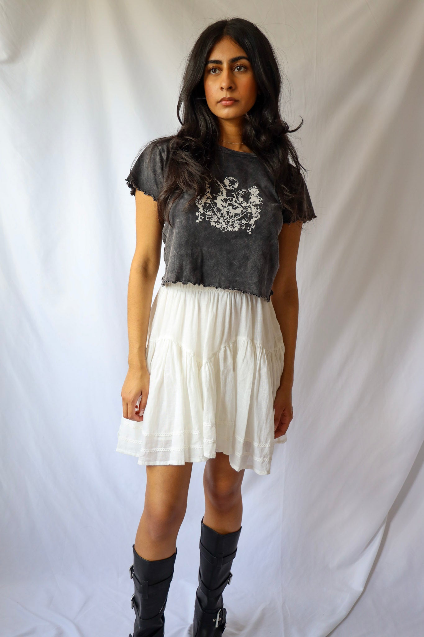 Lace Trimmed Mini Skirt