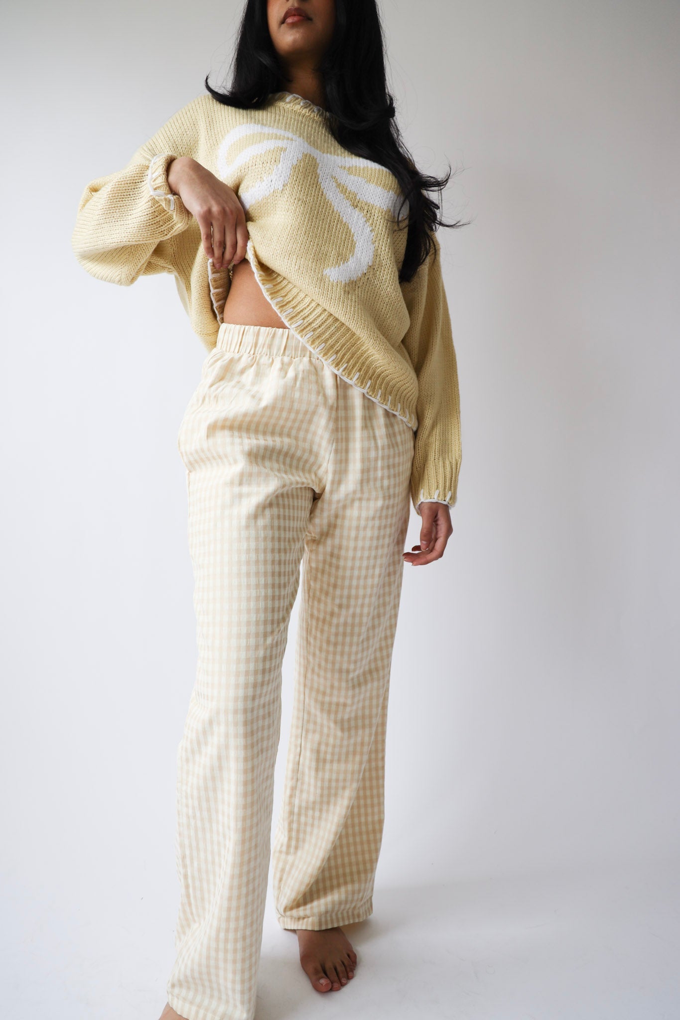 Cream Gingham Lounge Pants