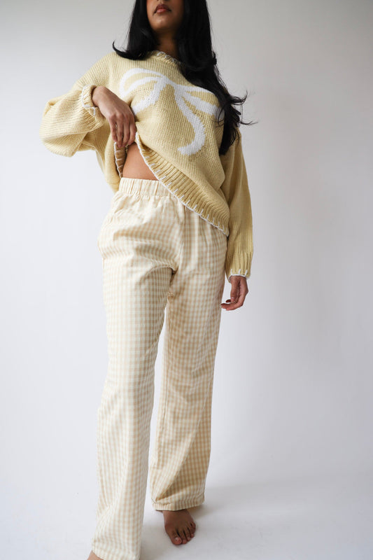 Cream Gingham Lounge Pants