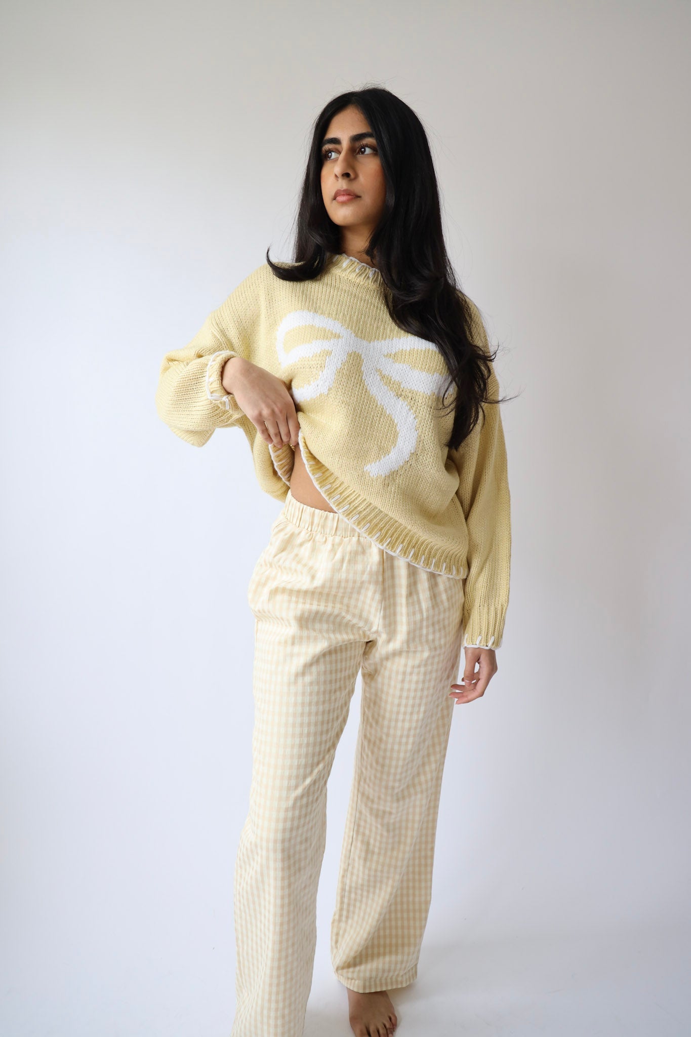 Cream Gingham Lounge Pants