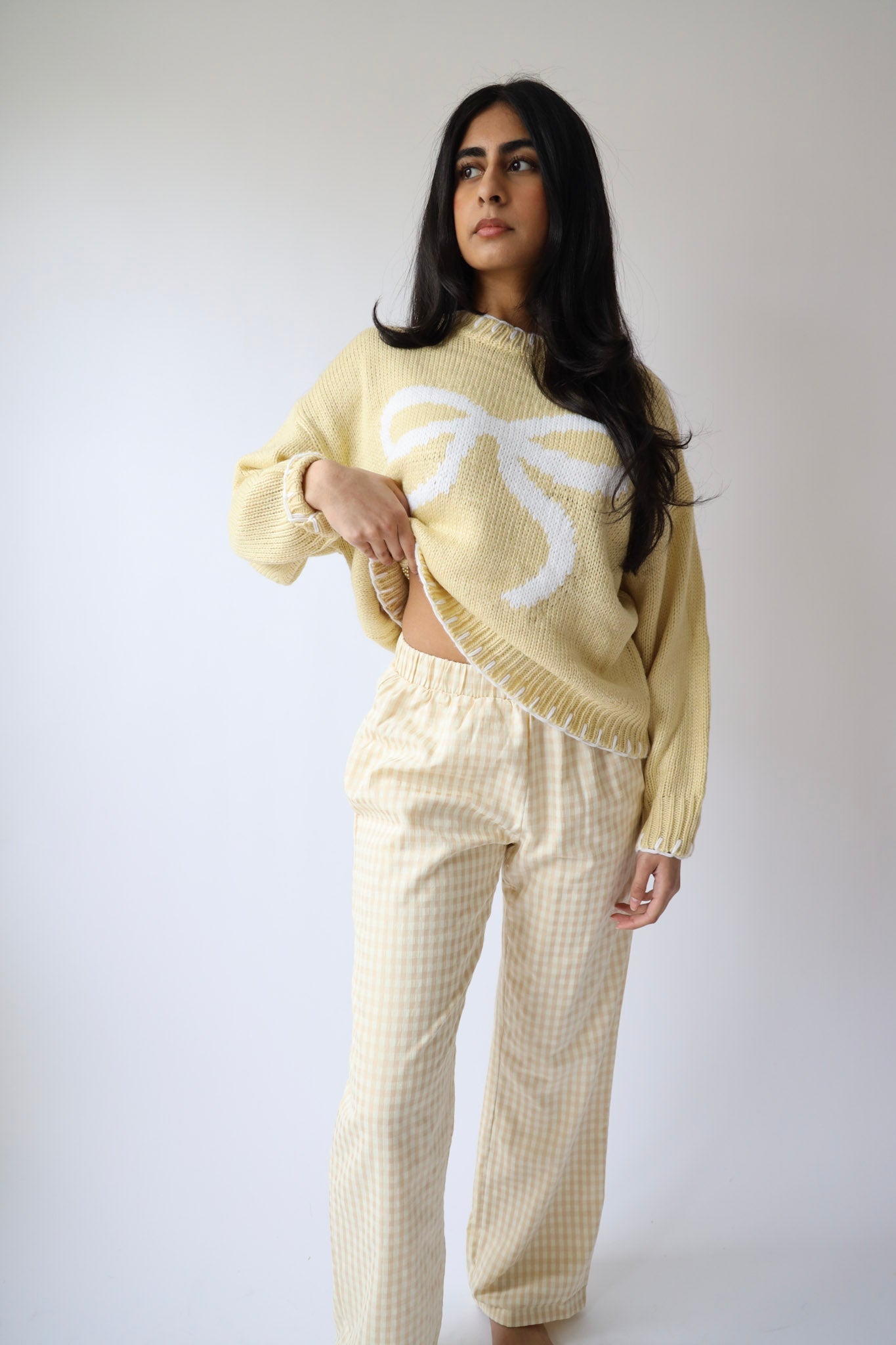 Cream Gingham Lounge Pants
