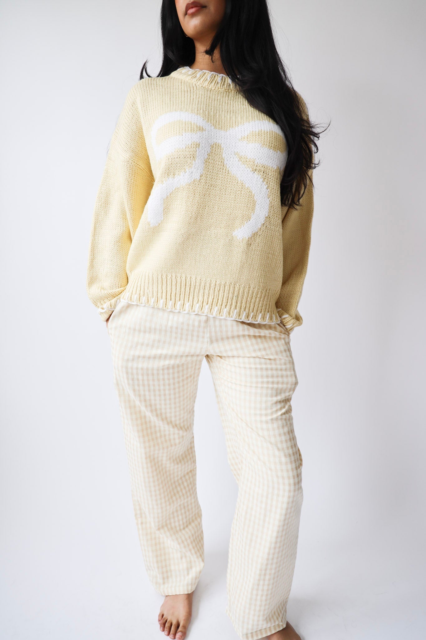 Cream Gingham Lounge Pants