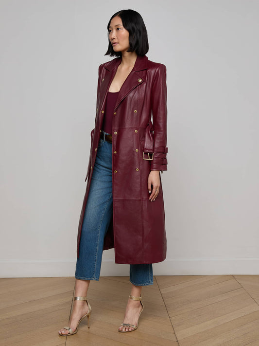 Celina Leather Trench Coat