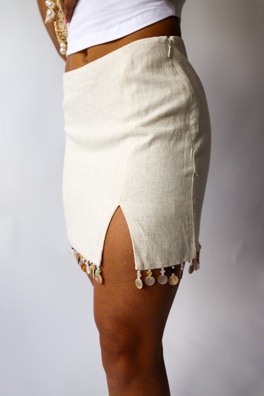 Sandy Shell Fringe Skirt