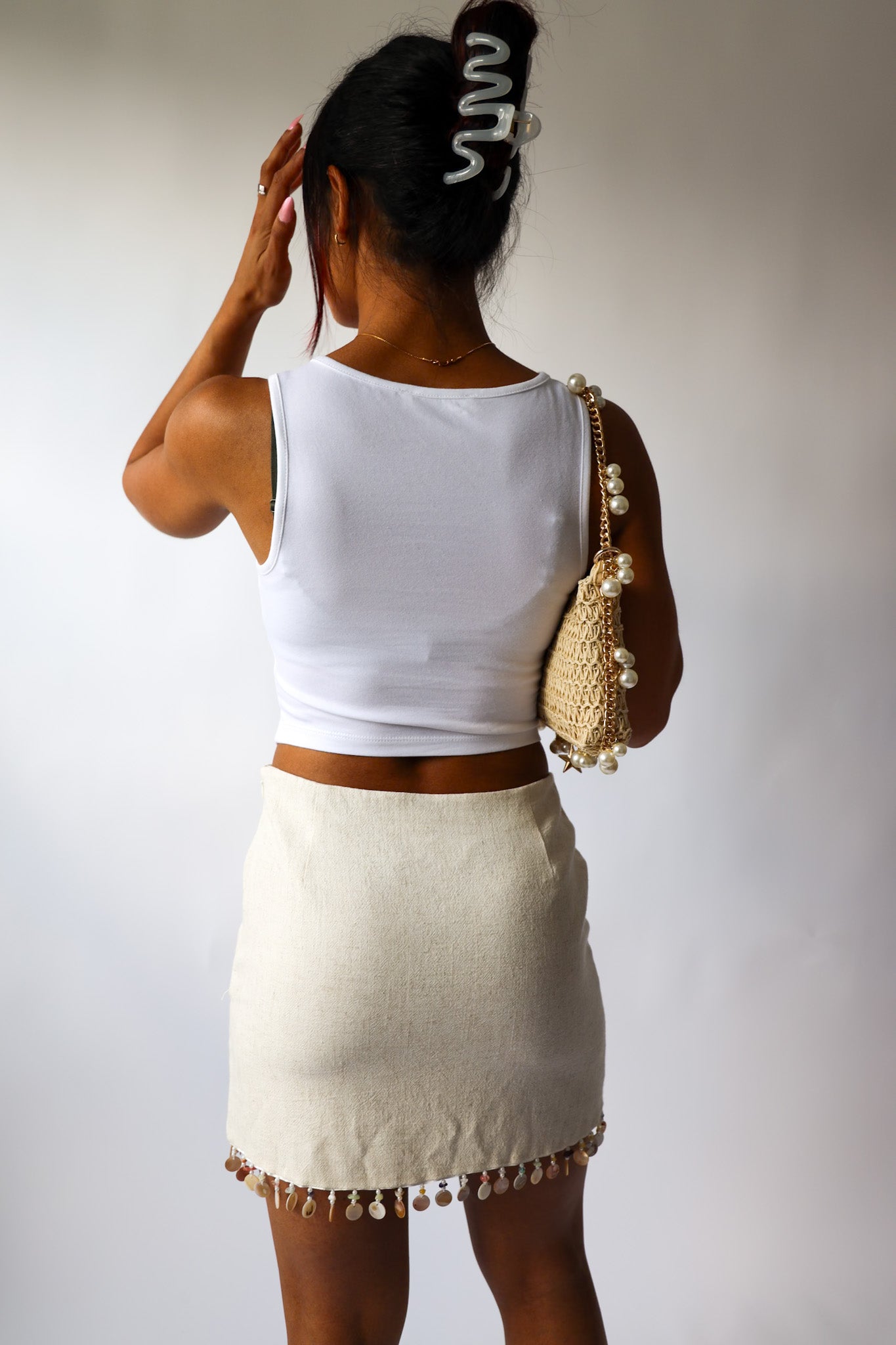 Sandy Shell Fringe Skirt