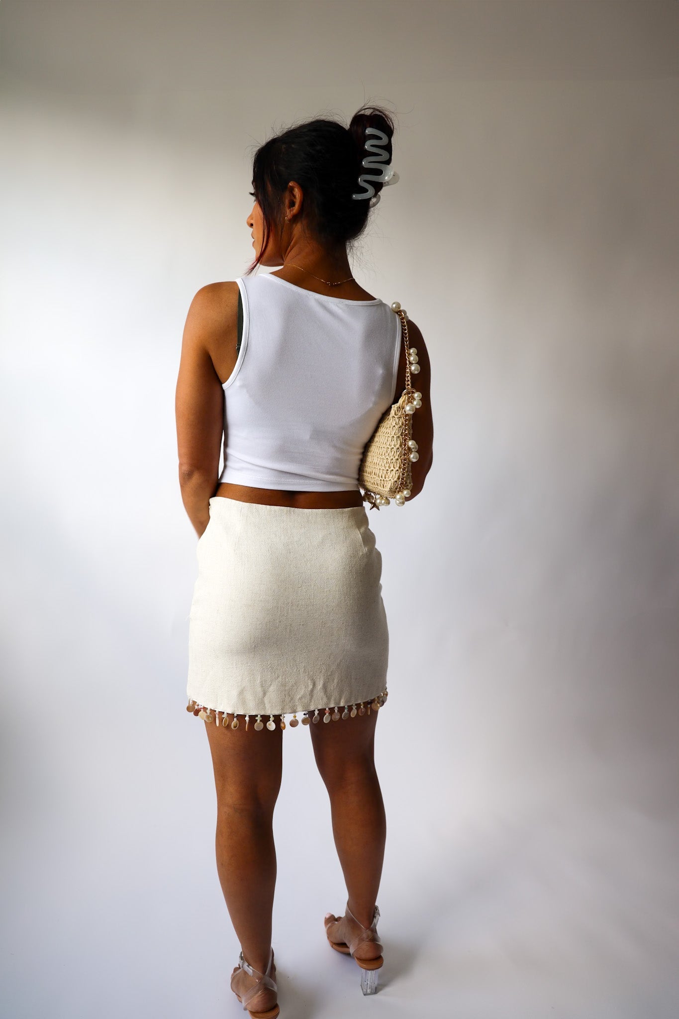 Sandy Shell Fringe Skirt