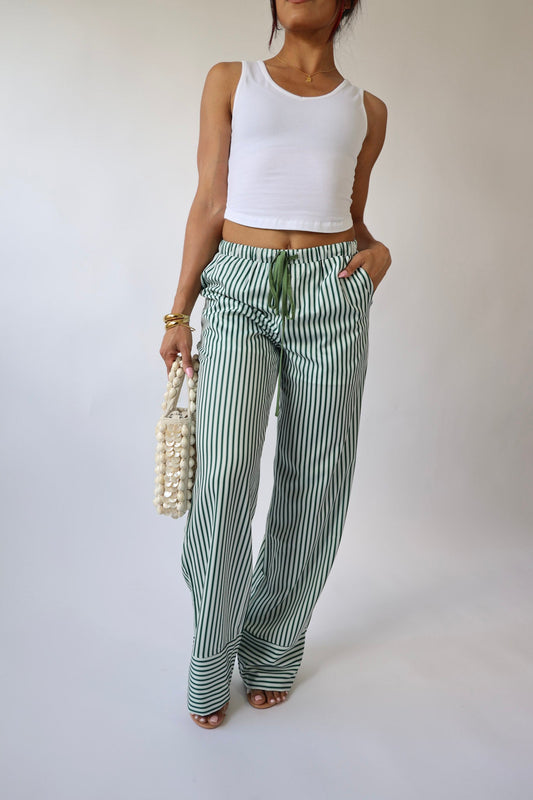 Amalfi Green Striped Pants