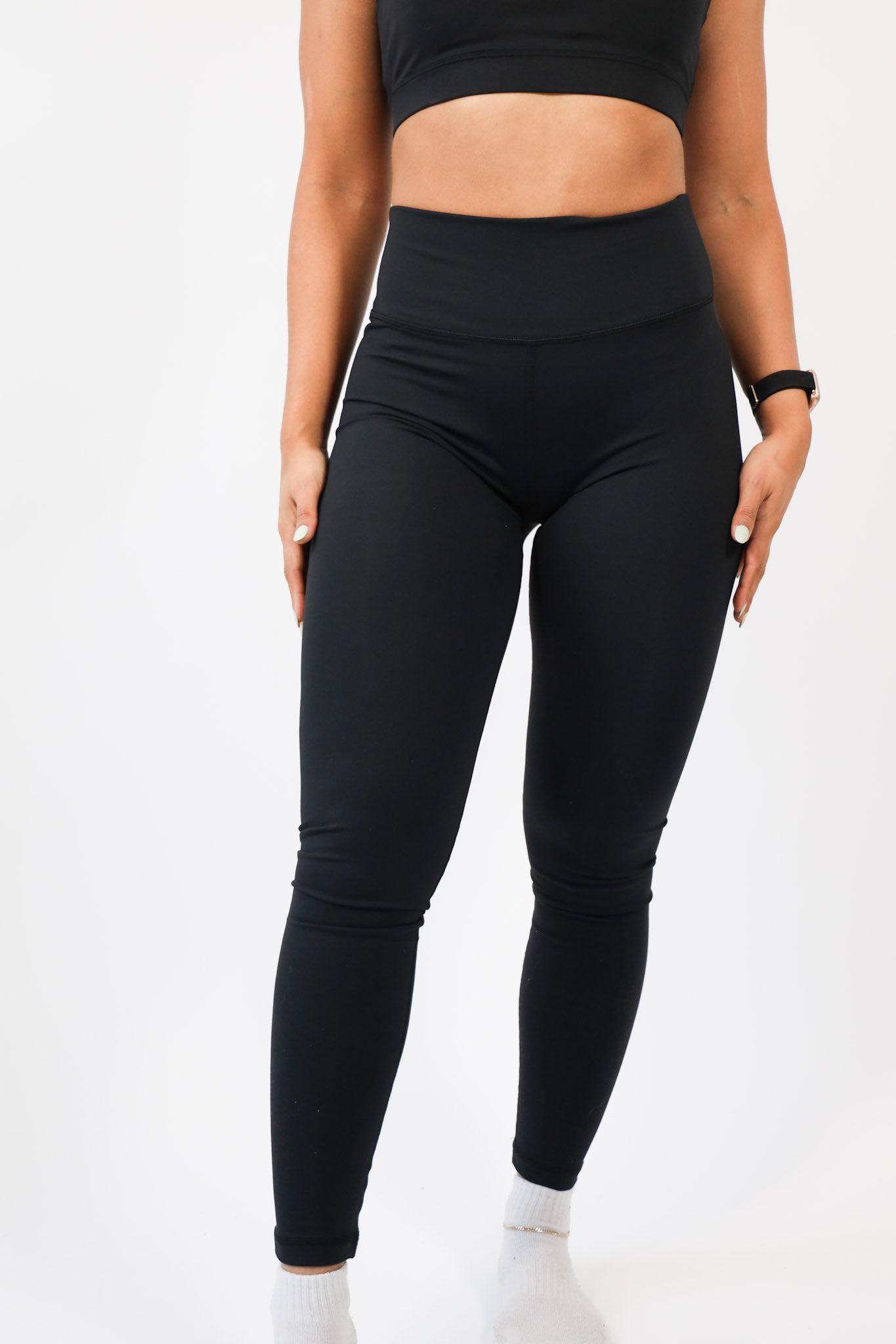 Nylon-Blend Essential Solid Leggings