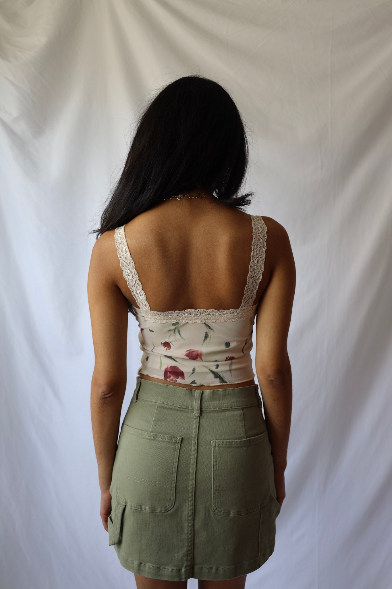 Stretch Cargo Denim Skirt