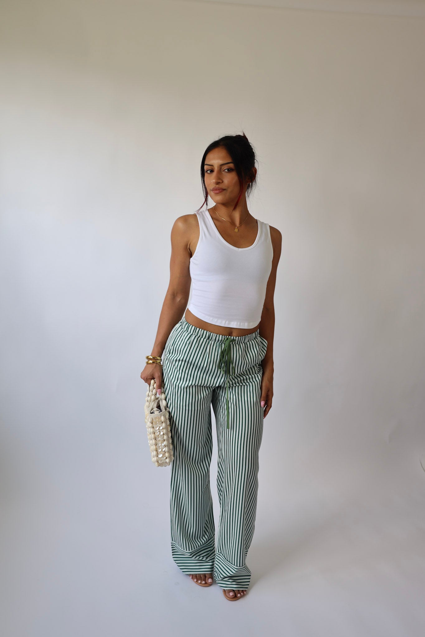 Amalfi Green Striped Pants