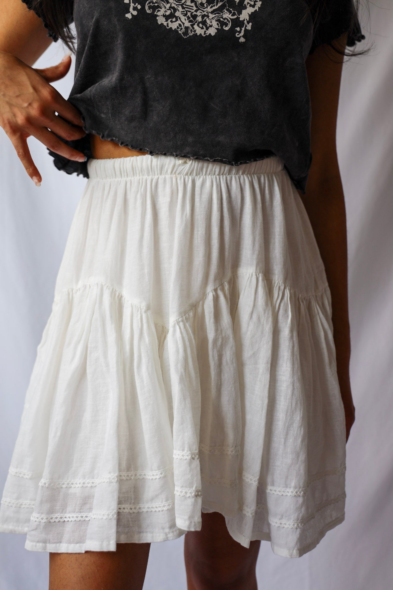 Lace Trimmed Mini Skirt