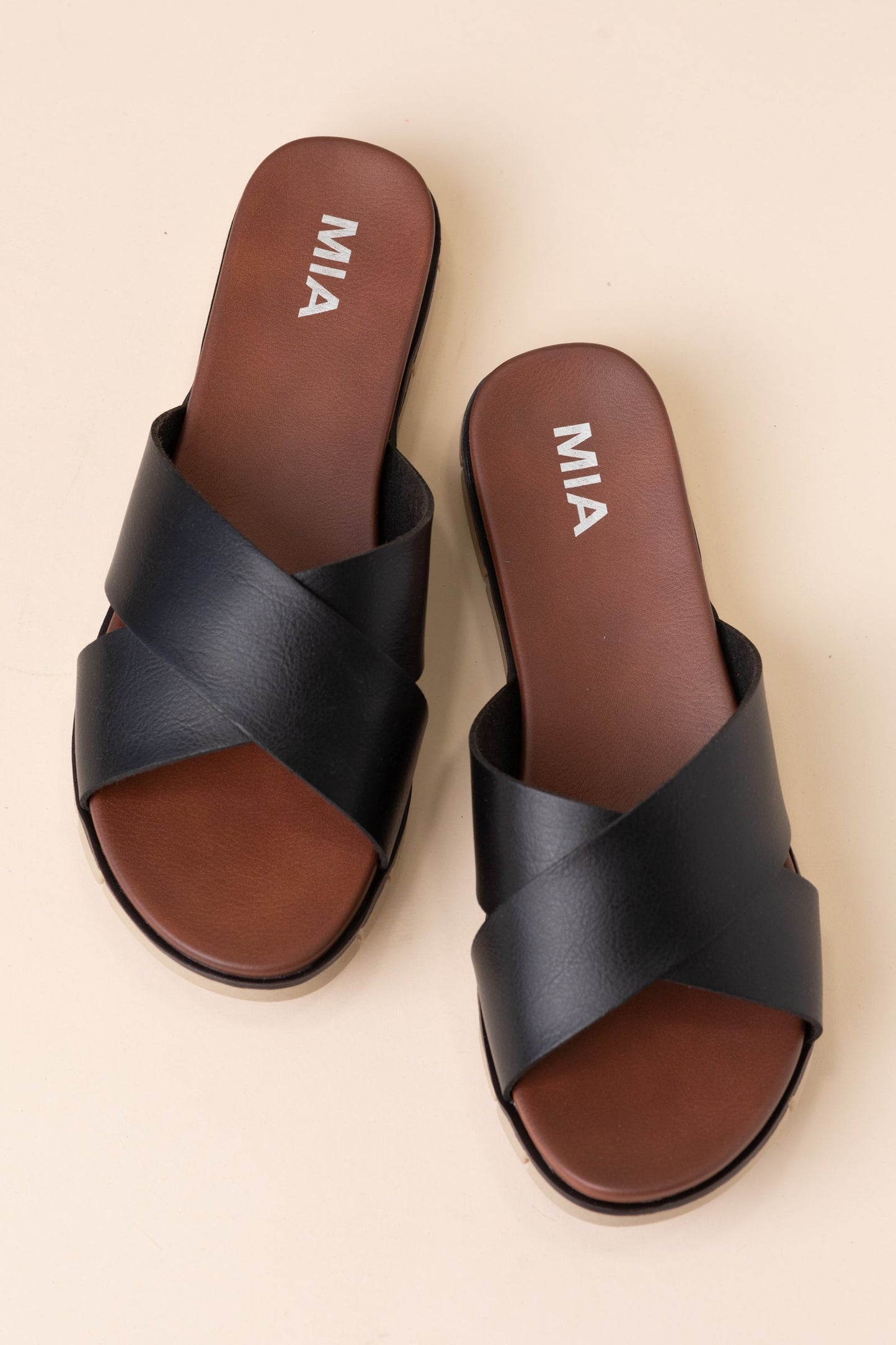 Mia Black Faux Leather Criss Cross Sandal