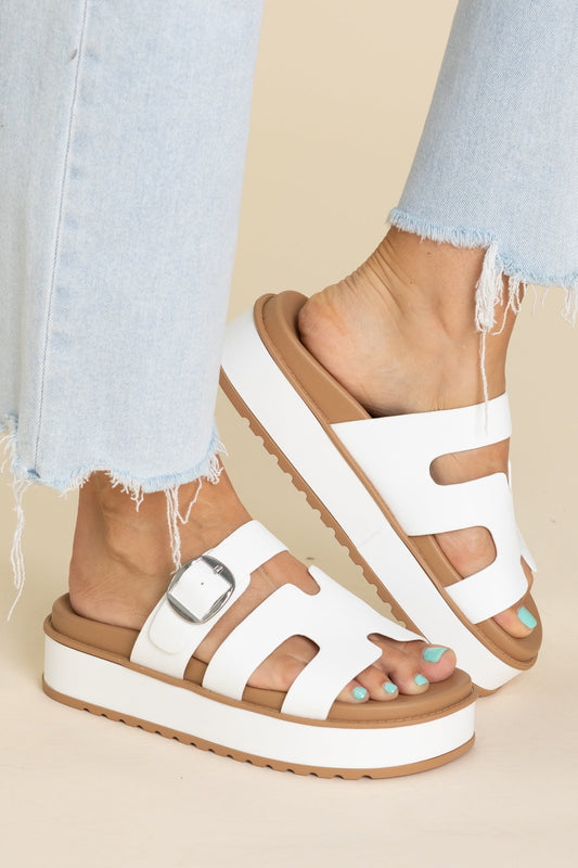 White Platform Multi Strap Sandals