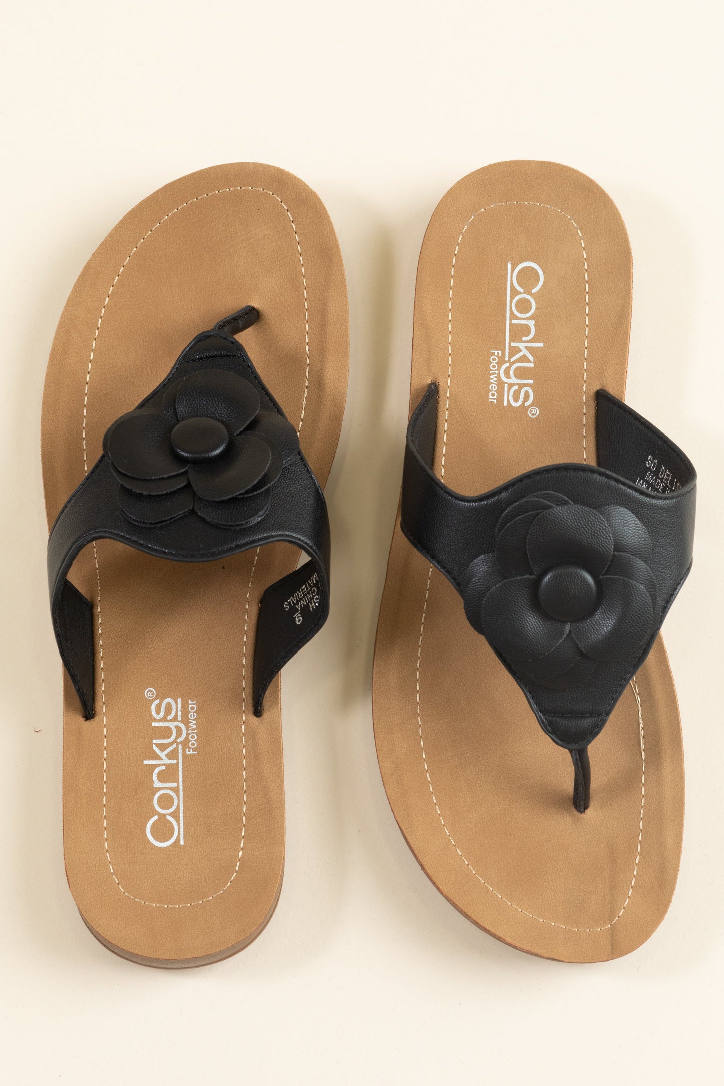 Corkys Black Sandal With Flower