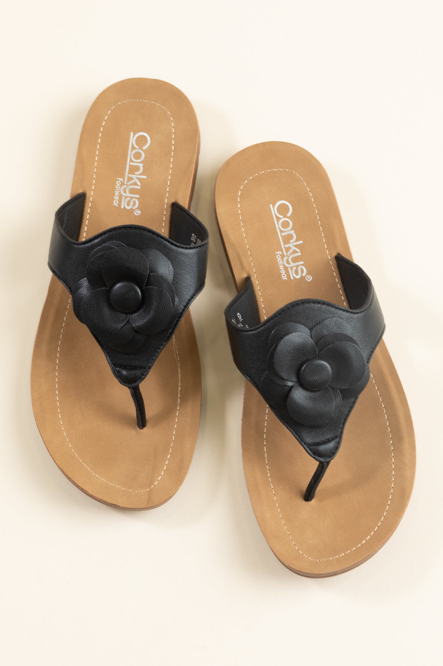 Corkys Black Sandal With Flower