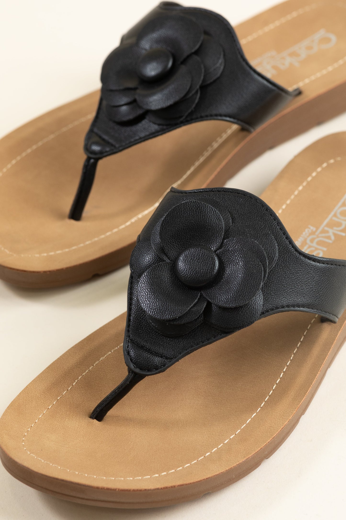 Corkys Black Sandal With Flower