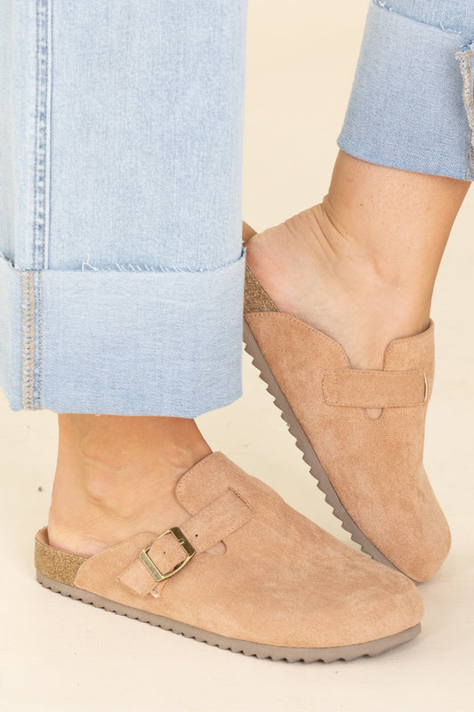 Corkys Camel Faux Suede Slip On Clog