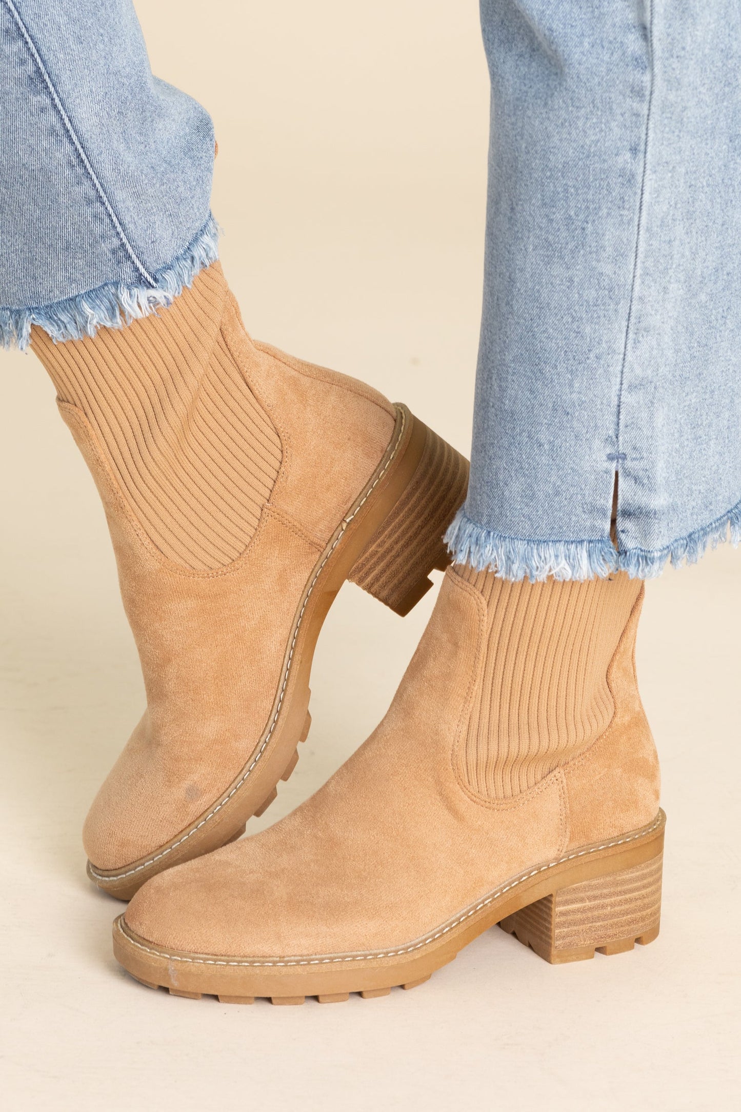 Corkys Camel Faux Suede Block Bootie