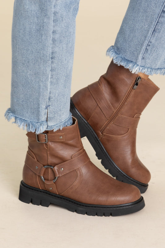 Corkys Faux Leather Buckle Booties