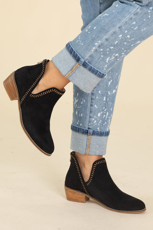 Corkys Black Faux Suede Ankle Cut Bootie