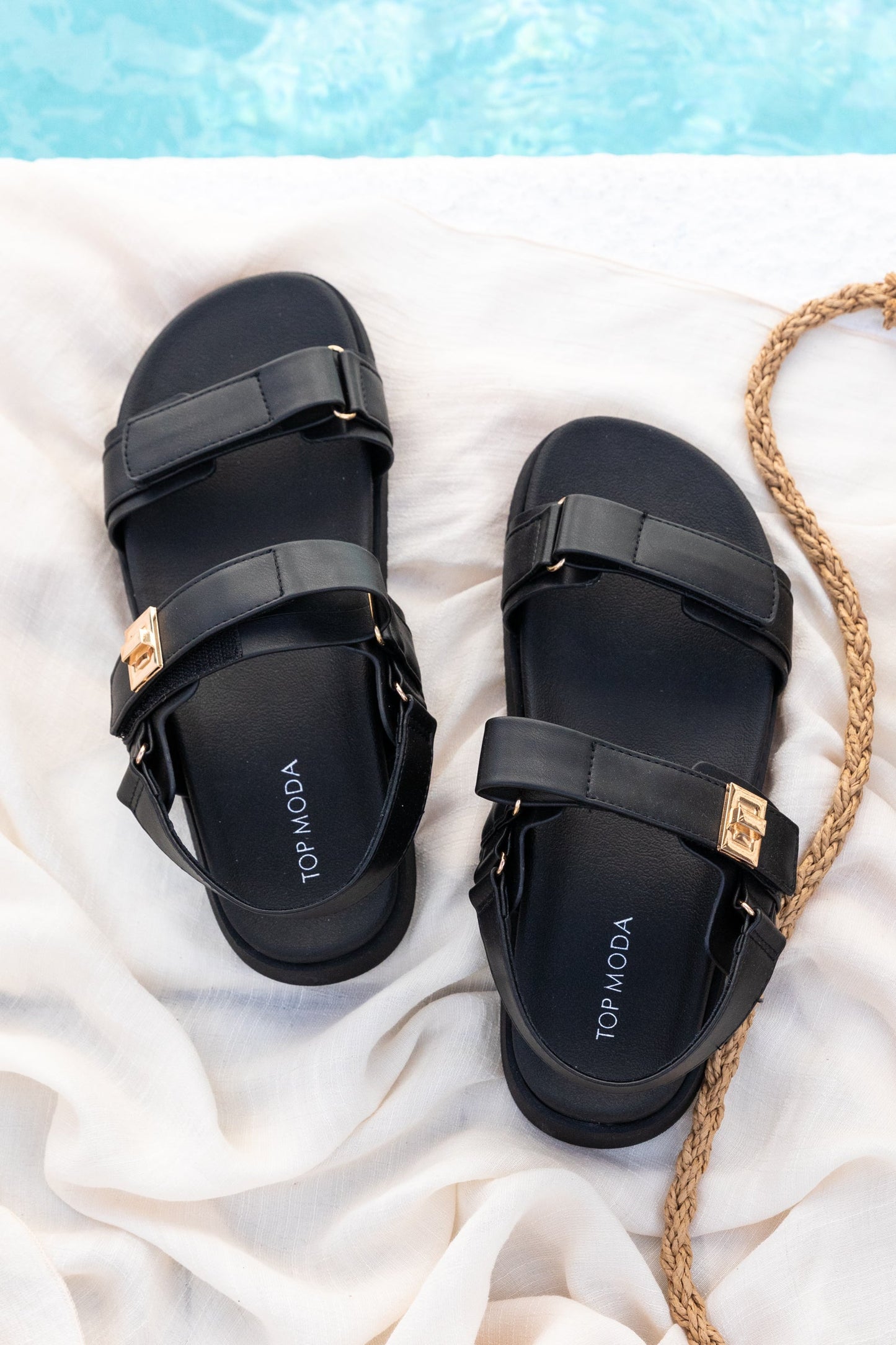Slingback Velcro Strap With Gold Sandals