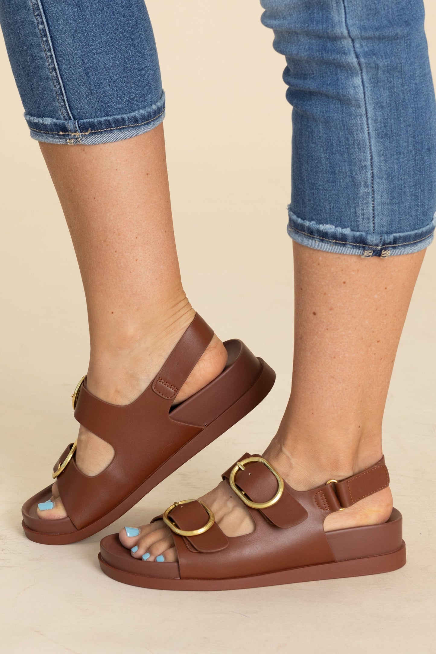 Double Buckle Slingback Sandals