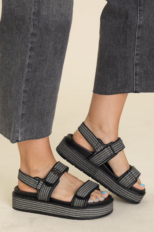 Corkys Black Platform Espadrille Sandals