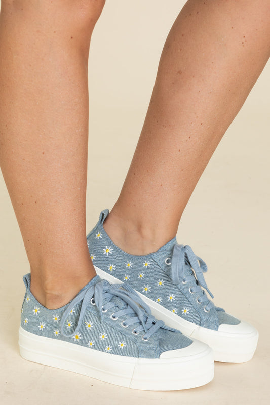 Corkys Blue Denim Daisies Sneakers