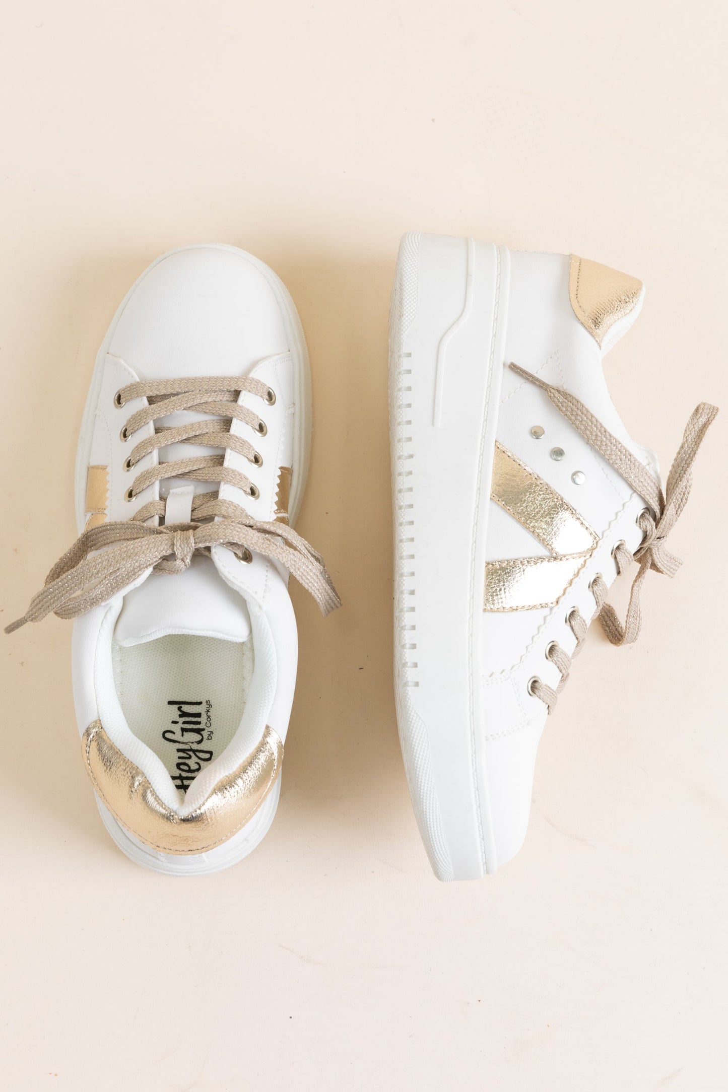 Corkys White With Metallic Gold Sneaker
