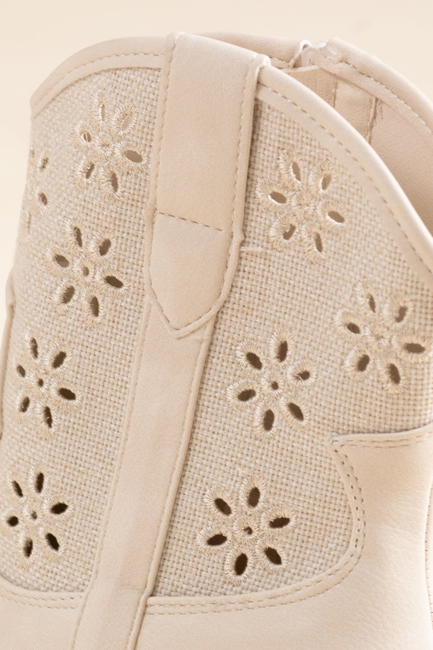 Beige Flower Cutout Booties