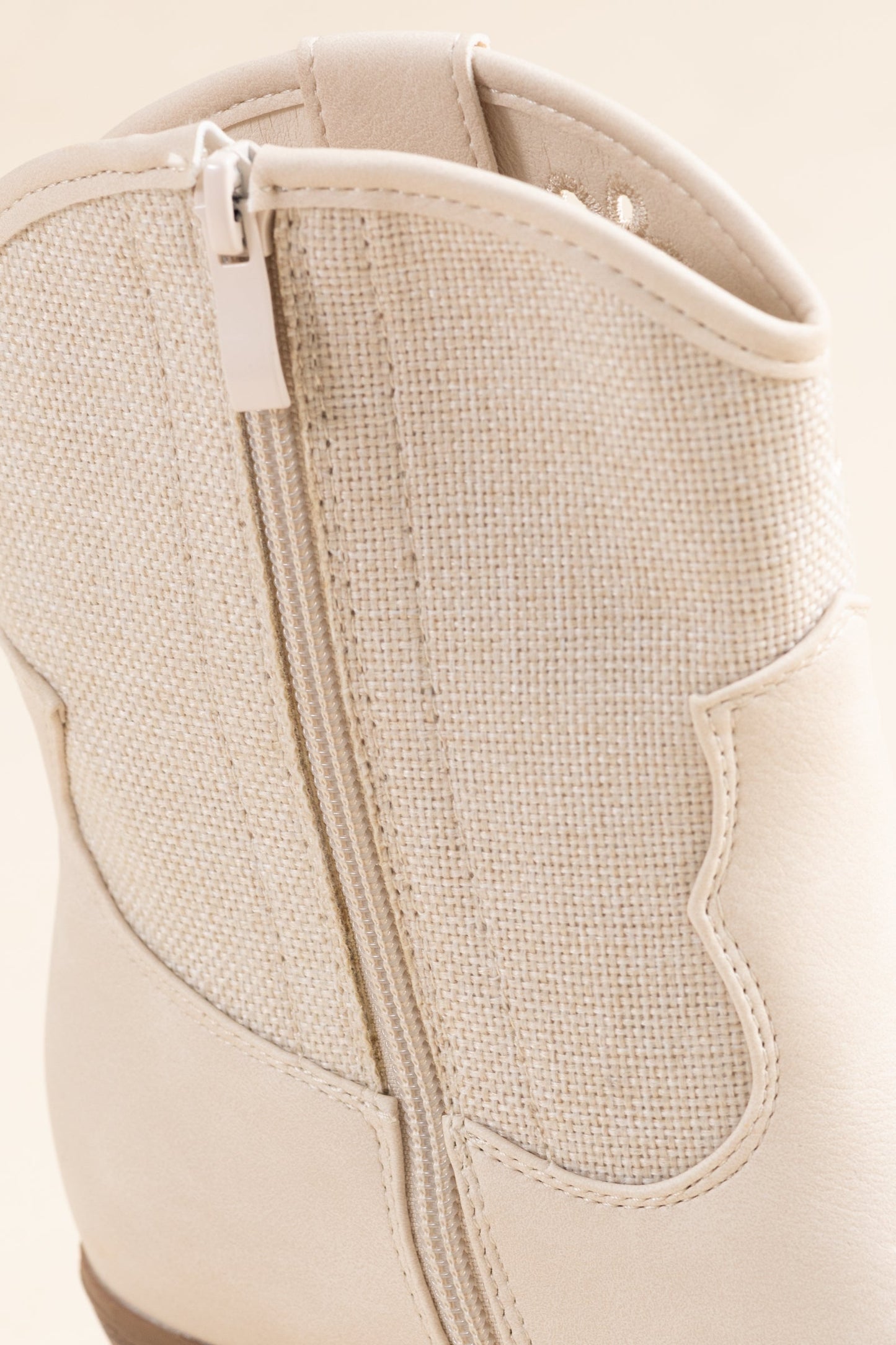 Beige Flower Cutout Booties