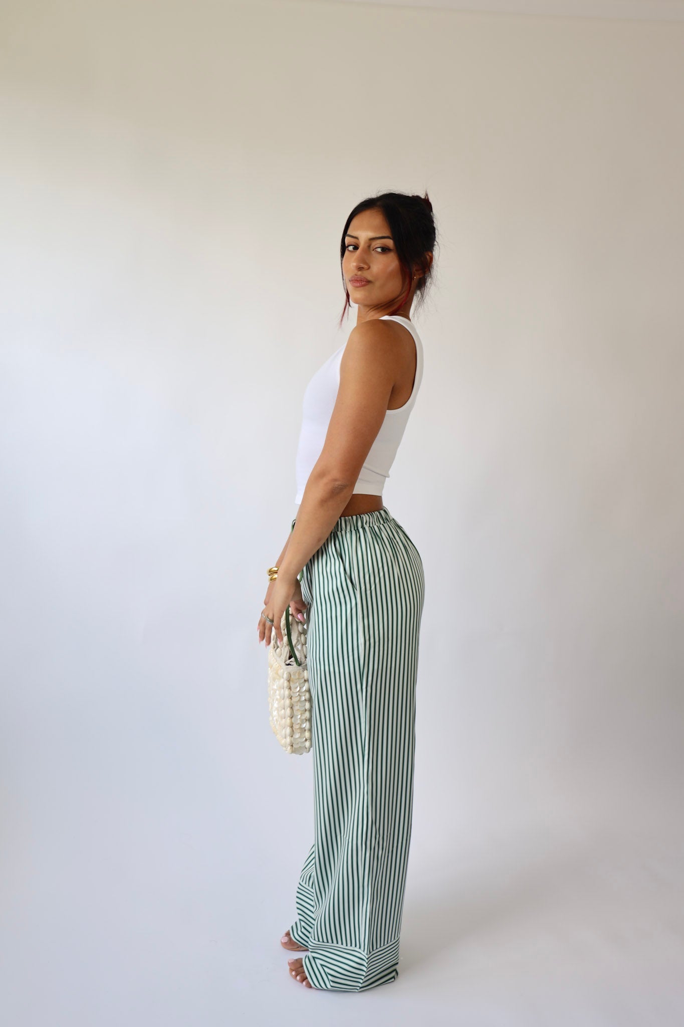 Amalfi Green Striped Pants