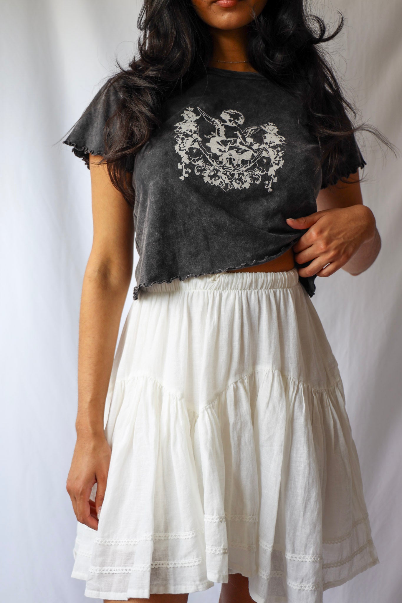 Lace Trimmed Mini Skirt